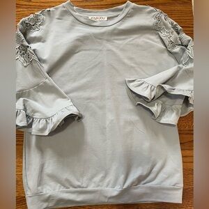 **4/$12** Joy Joy Sweatshirt Top Ruffles Sleeve Mint Green Size XS